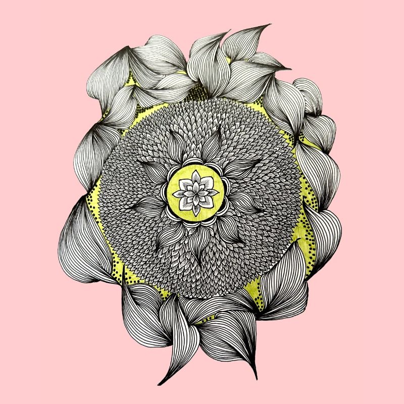 Mandala Flower Magic Yellow Accent