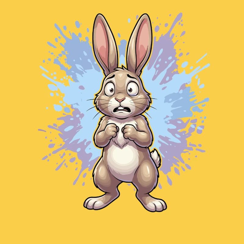 Distraught rabbit with paint splash