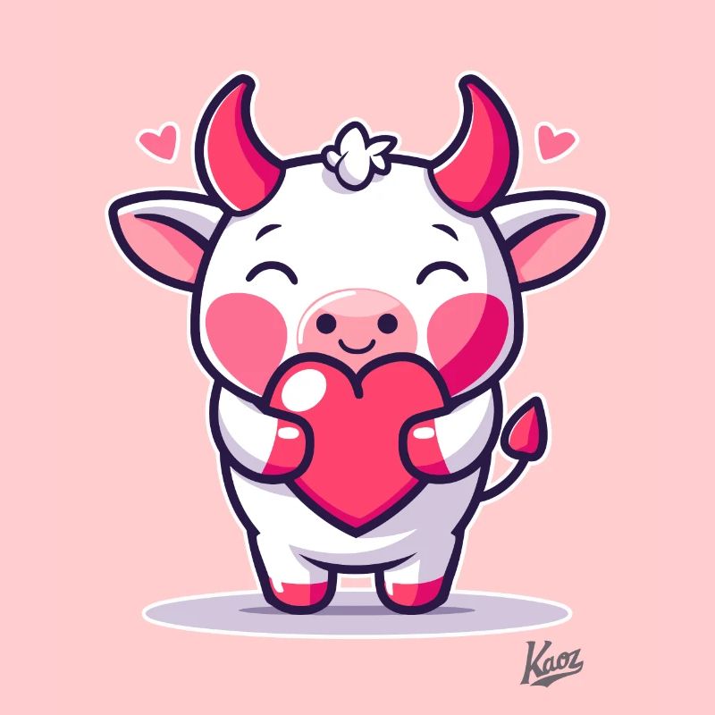 Douce petite vache avec du cœur et de l’amour