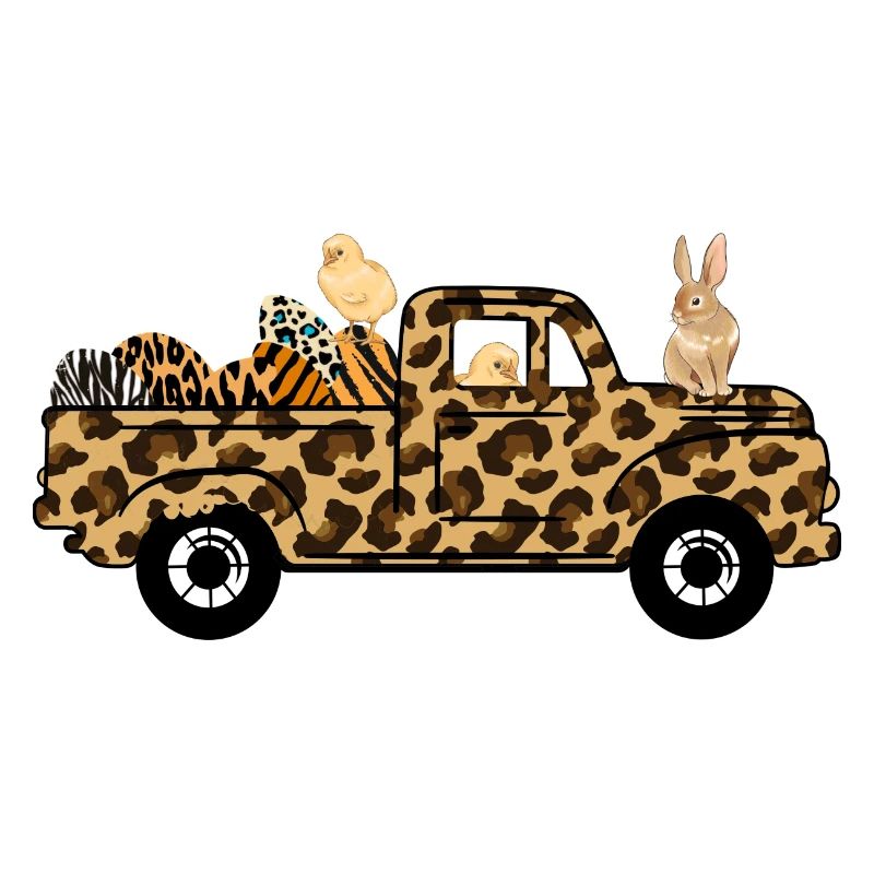 Niedlicher Hase mit Eier und Auto Leoparden-Muster