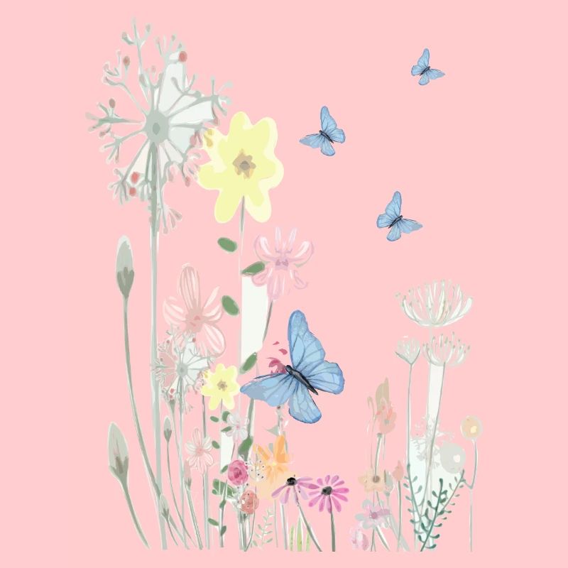 Pré de fleurs avec papillons