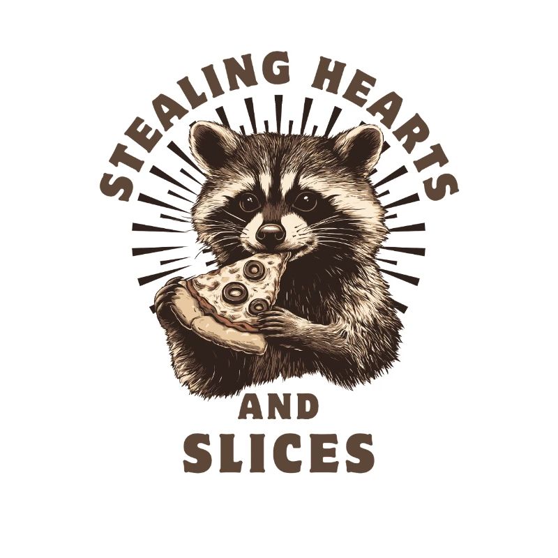 Raton laveur mangeant de la pizza