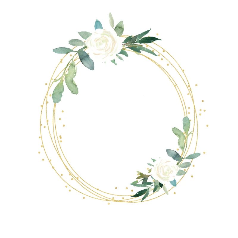 Flowers white green circle - customizable
