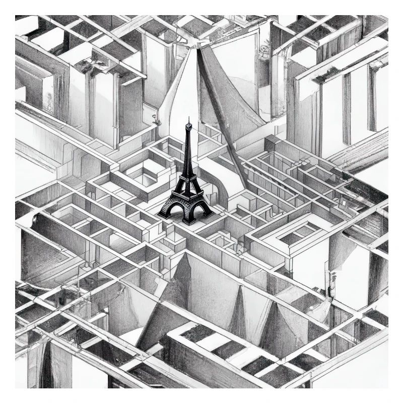 MC Escher drawing of Eiffel Tower