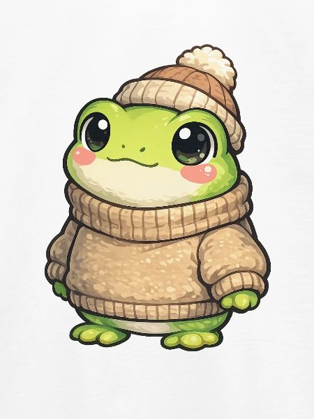 Kuschelfrosch im Winterpullover