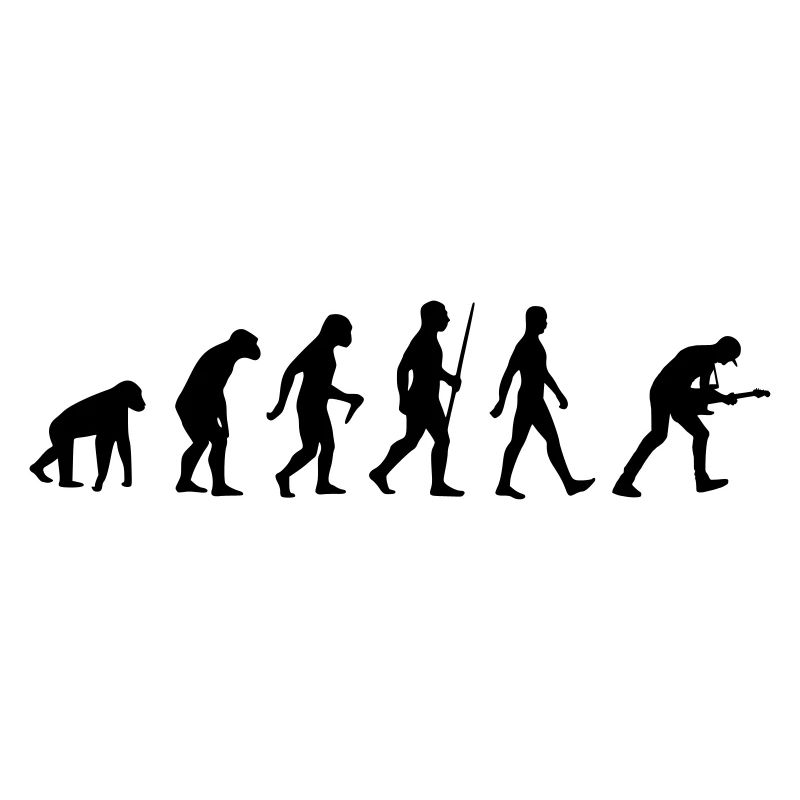 E guitar. Evolution, player, music, instrument,