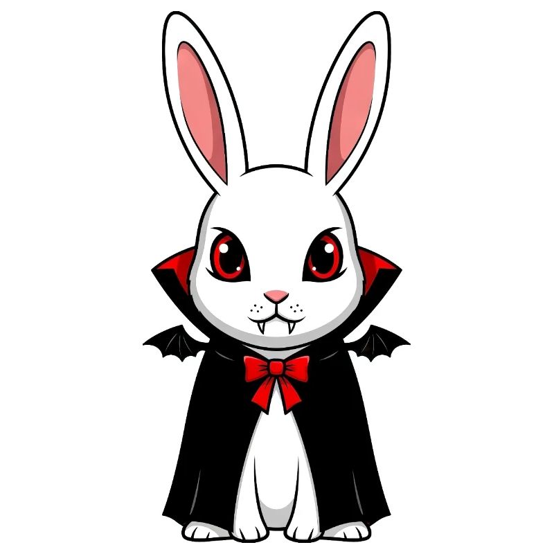 Cute Halloween Rabbit Vampire Chibi Cartoon