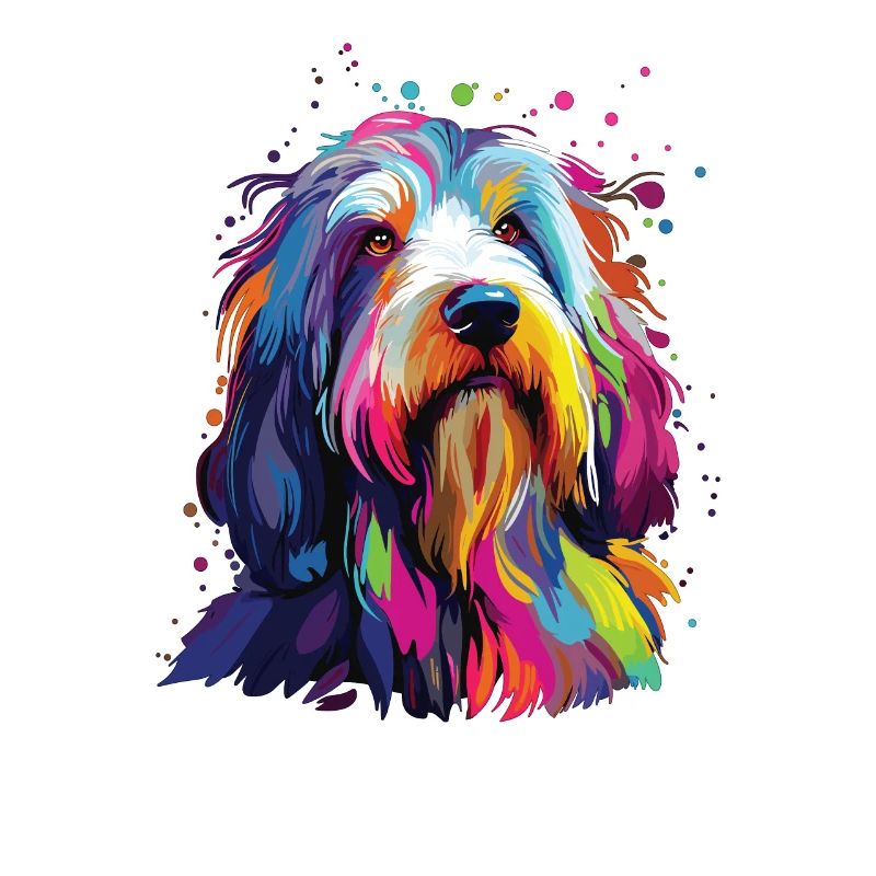Aquarelle coloré Bearded Collie