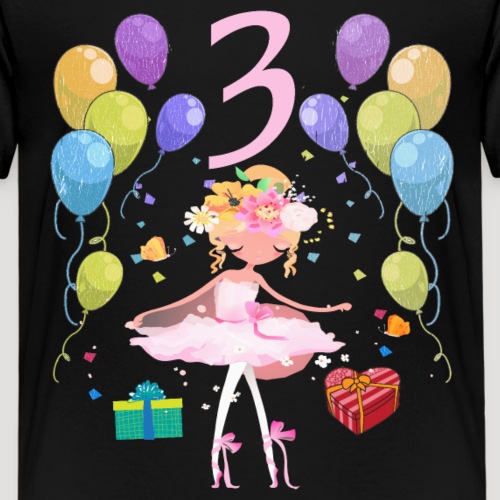 Ballerina Geburtstagsshirt 3 Jahre Mädchen - Kinder Premium T-Shirt