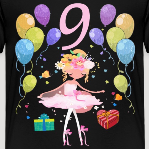 Ballerina Geburtstagsshirt 9 Jahre Mädchen - Kinder Premium T-Shirt
