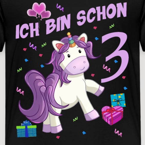 Mädchen Geburstag 3 Jahre Einhorn Geburtstagsshirt - Kinder Premium T-Shirt
