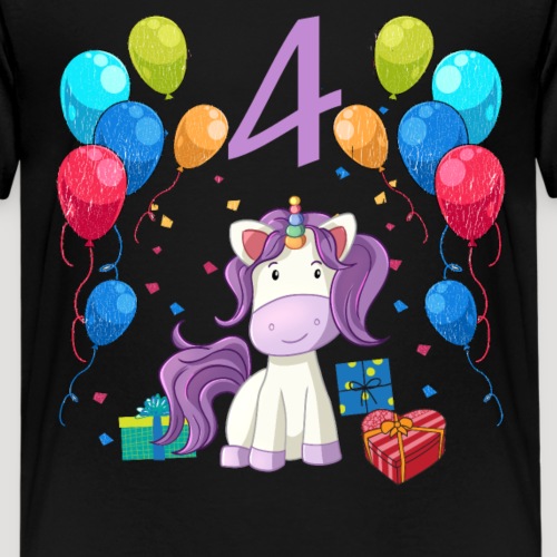 Geburtstagsshirt Einhorn Mädchen 4 Jahre - Kinder Premium T-Shirt