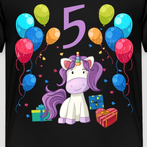 Geburtstagsshirt Einhorn Mädchen 5 Jahre - Kinder Premium T-Shirt