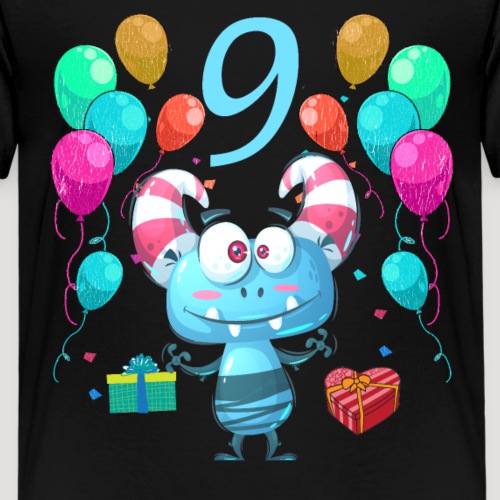 Monster Geburtstagsshirt 9 Jahre Geburtstag - Kinder Premium T-Shirt