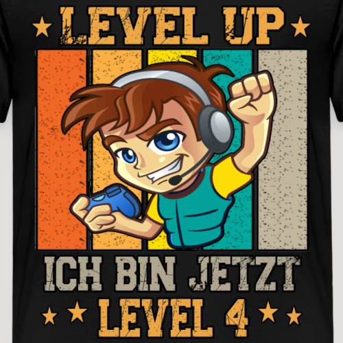 Gamer Geburtstag 4 Jahre Junge Level Up - Kinder Premium T-Shirt