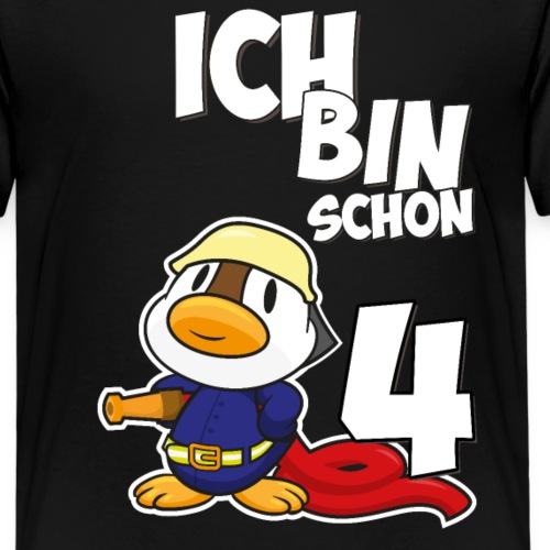 Stolze Feuerwehr Ente 4. Geburtstag Jungen Mädchen - Kinder Premium T-Shirt
