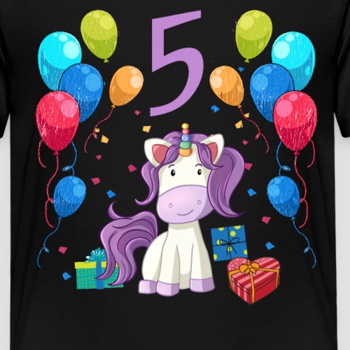 Geburtstagsshirt Einhorn Mädchen 5 Jahre - Kinder Premium T-Shirt