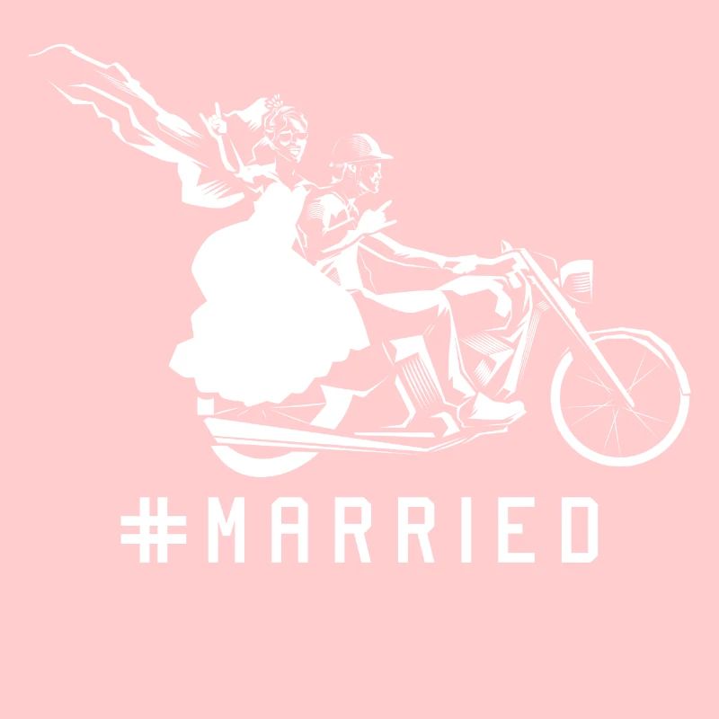 motorcycle wedding couple