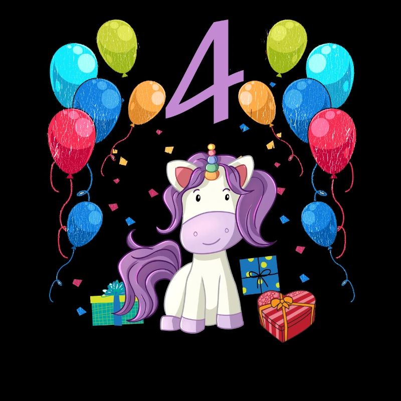 Geburtstagsshirt Einhorn Mädchen 4 Jahre