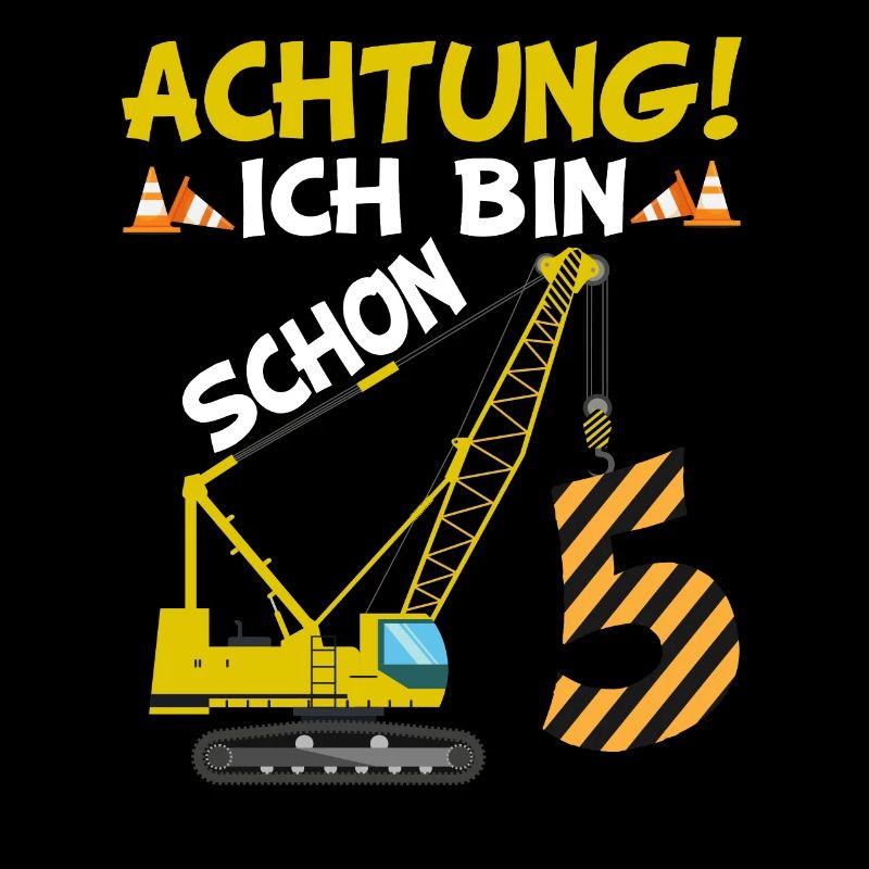 5. Geburtstag Ich bin schon 5 Bagger Kran Geschenk
