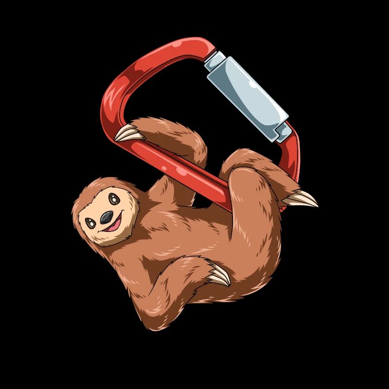 Funny sloth on a carabiner - climbing