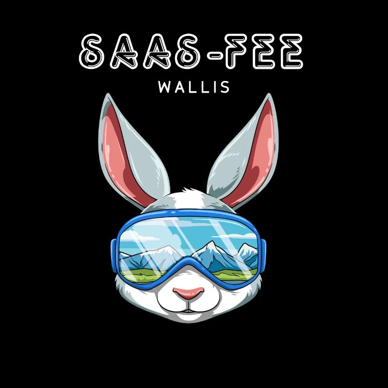 Saas Fee Wallis Schweiz Retro Ski Snowboard Hase
