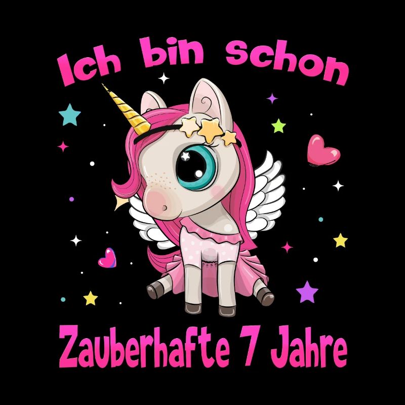 Mädchen Einhorn 7. Geburtstag Ich bin 7 Jahre