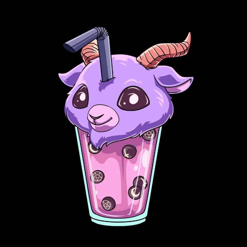Kawaii Bubble Tea Baphomet Funny Boba Tea