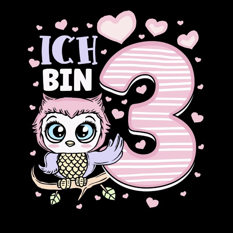 Dritter Geburtstag Mädchen 3 Jahre Eule