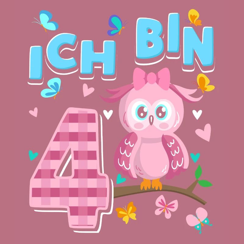Vierter Geburtstag Mädchen 4 Jahre Eule