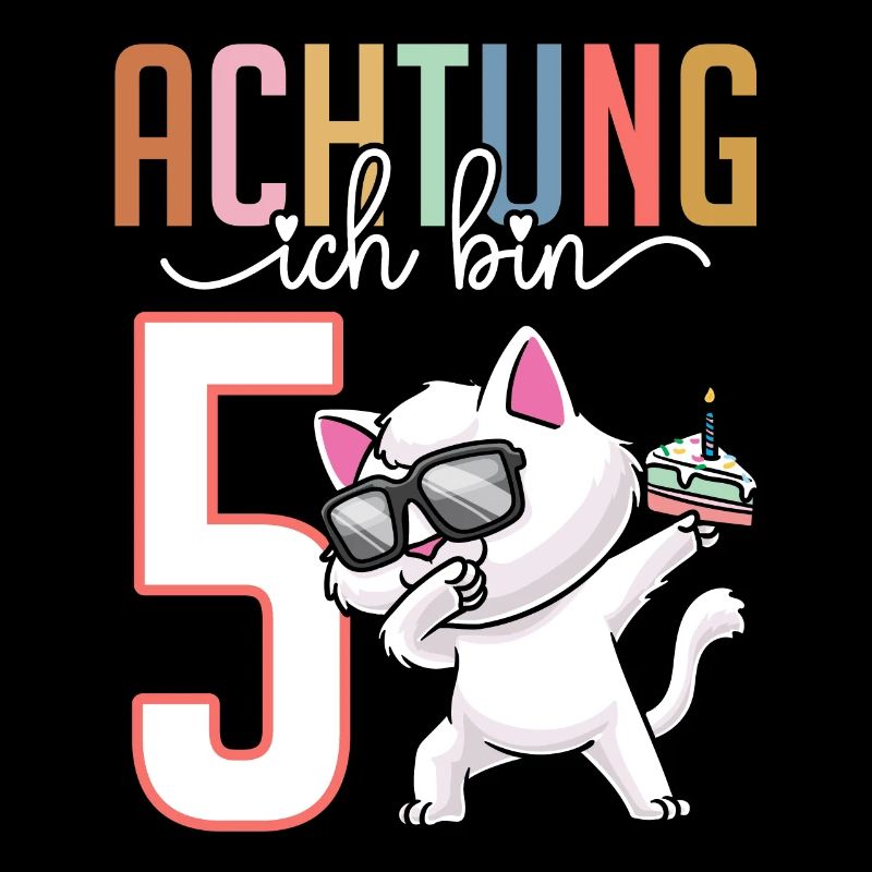 5. Geburtstag Junge Mädchen 5 Jahre Katze
