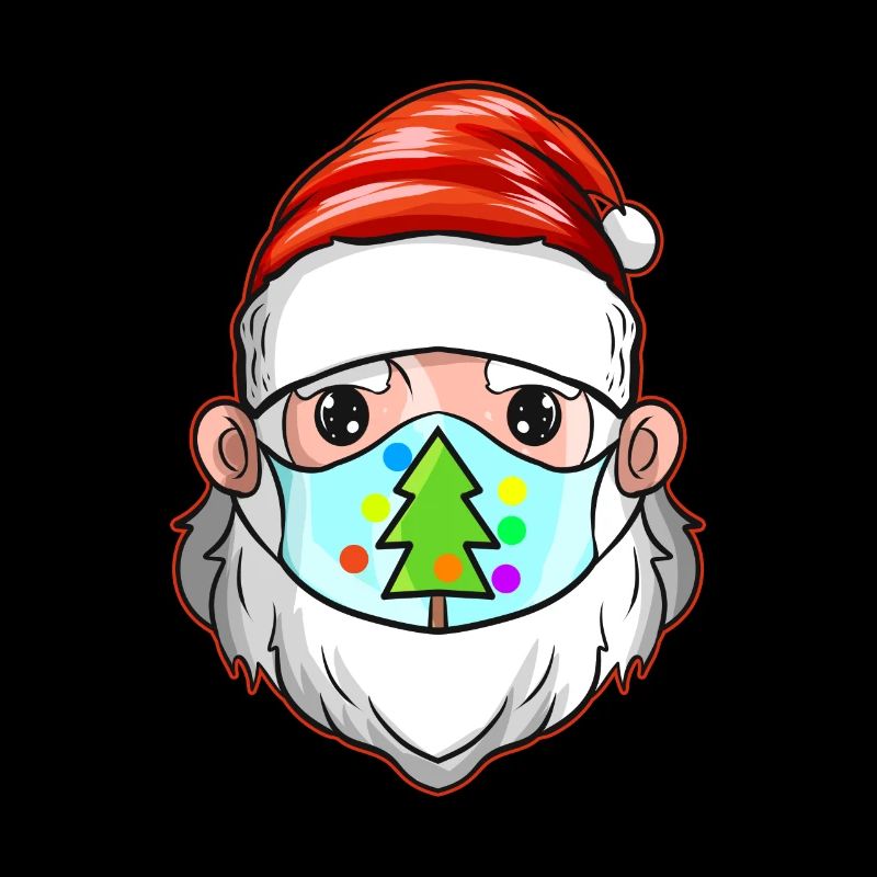 Père Noël avec masque de sapin de Noël célébrant