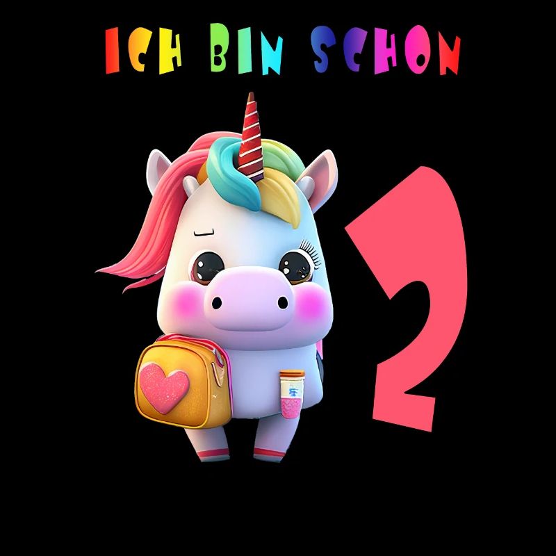 Ich bin schon 2 Süsses Einhorn mit Rucksack Motiv