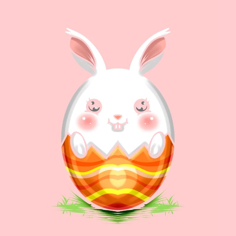 Painted Easter Rabbit Egg On Easter