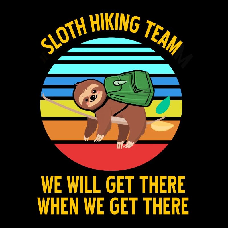 Sloth Hiking Team We Will Get There Retro Funny