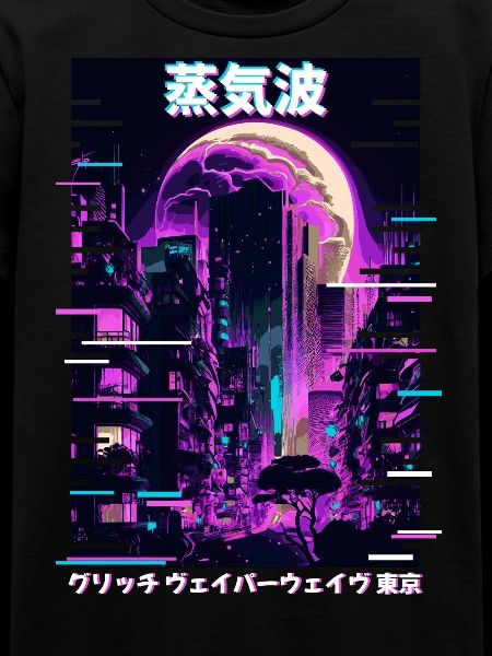 Retro Glitch Cityscape Vaporwave Futurism Tokyo Ae