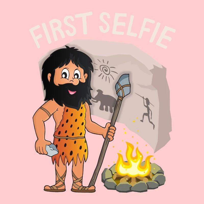 Funny Neanderthal, First Selfie, Saying, Pun