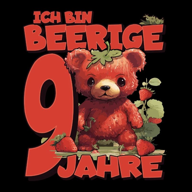 9. Geburtstag Jahre Kindergeburtstag - Erdbeer Bär