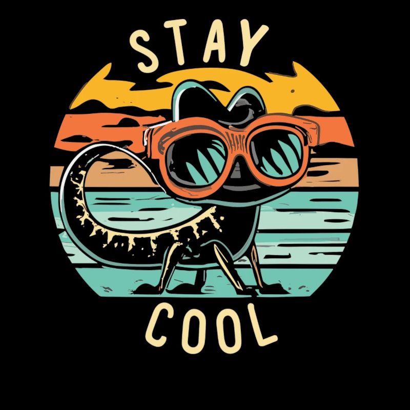 Retro lizard with sunglasses