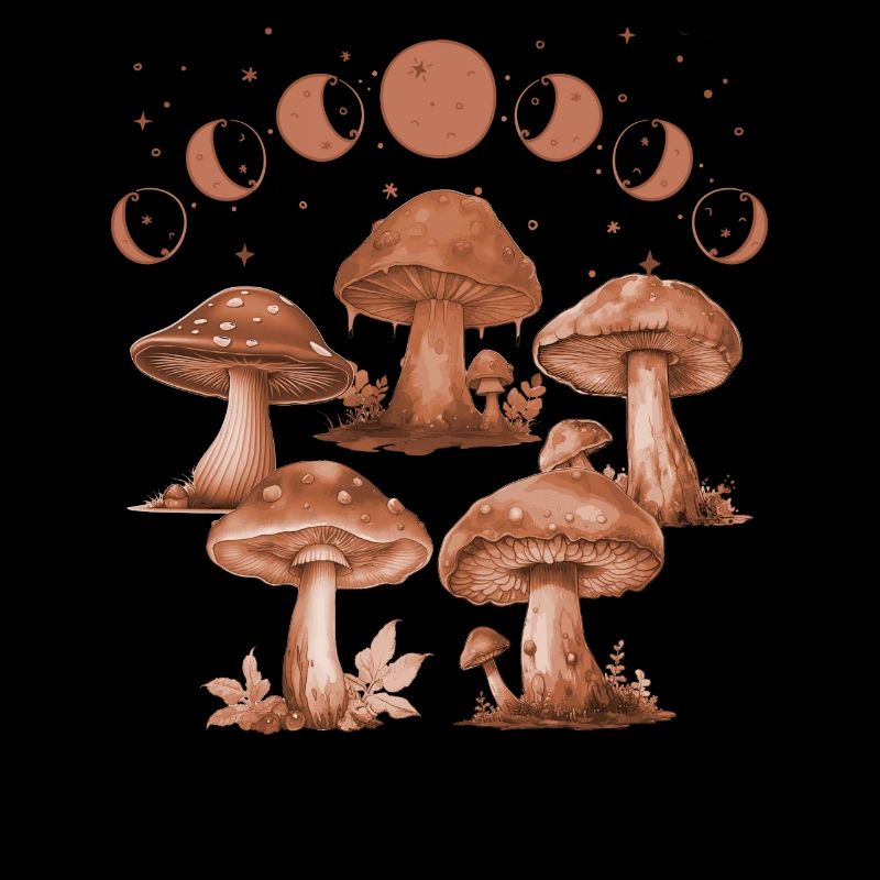 Vintage Mushrooms Lunar Eclipse Cozy Goblincore Ae
