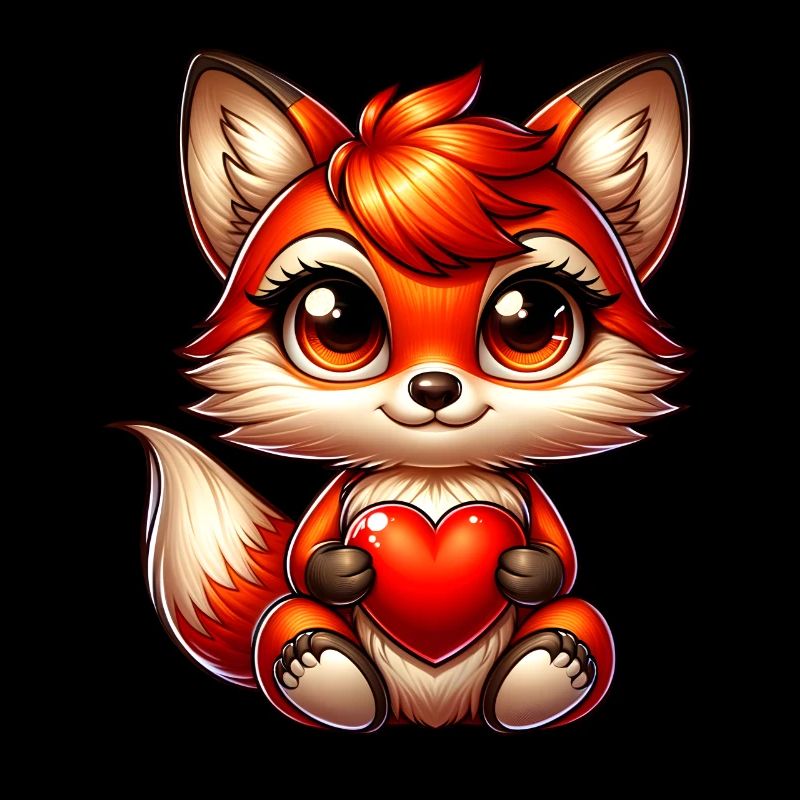 Renard mignon avec coeur Saint-Valentin