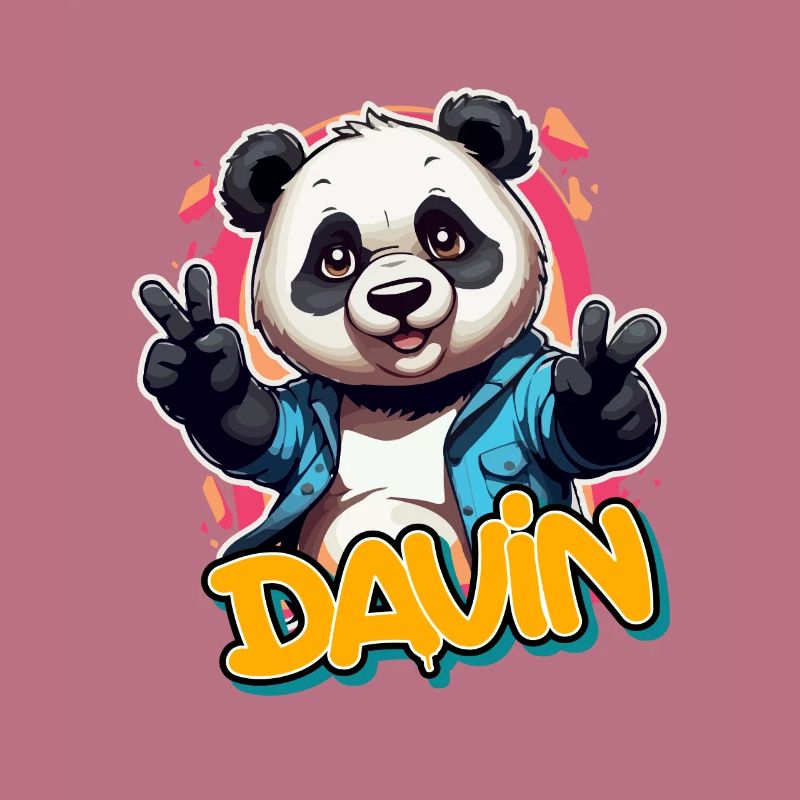 DAVIN - Beau nom de garçon avec Cool Panda