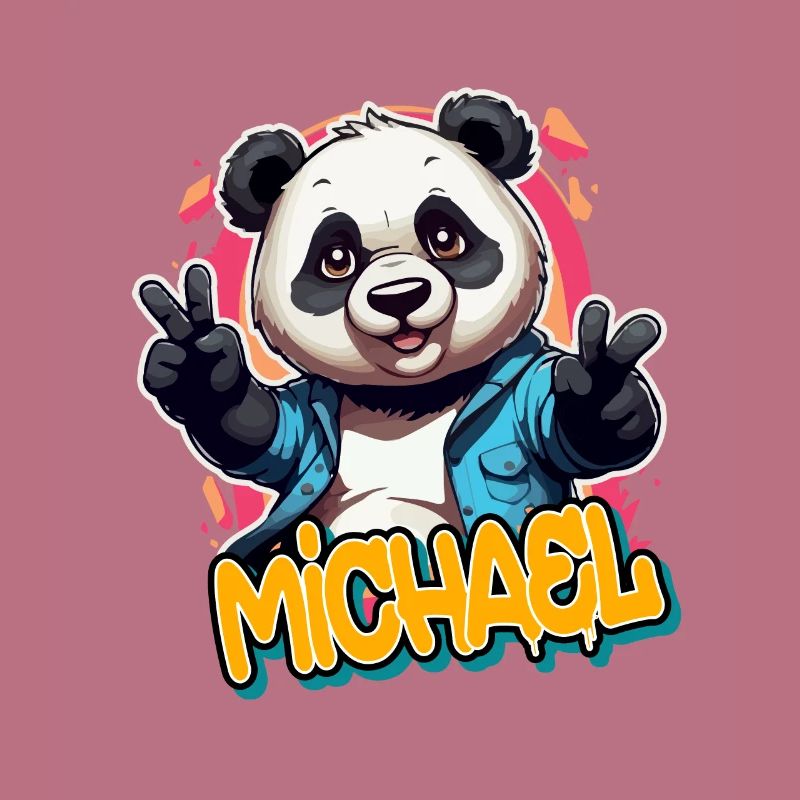 MICHAEL - Handsome Boy Name with Cool Panda