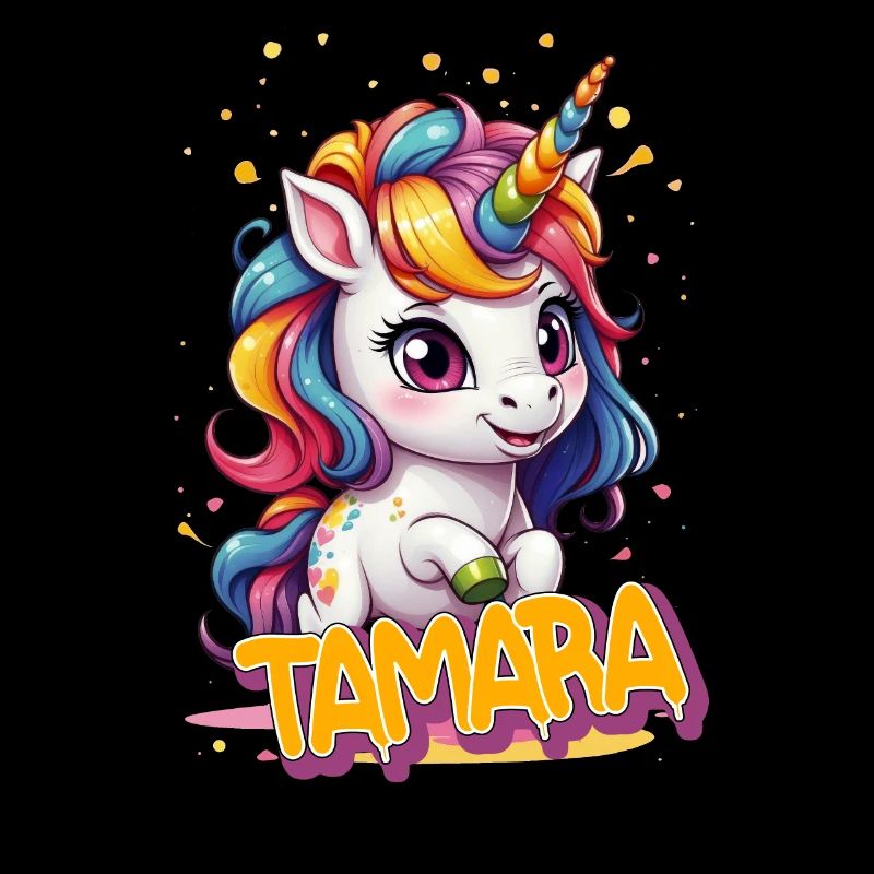 TAMARA - Schöner Mädchen Name mit süßem Einhorn