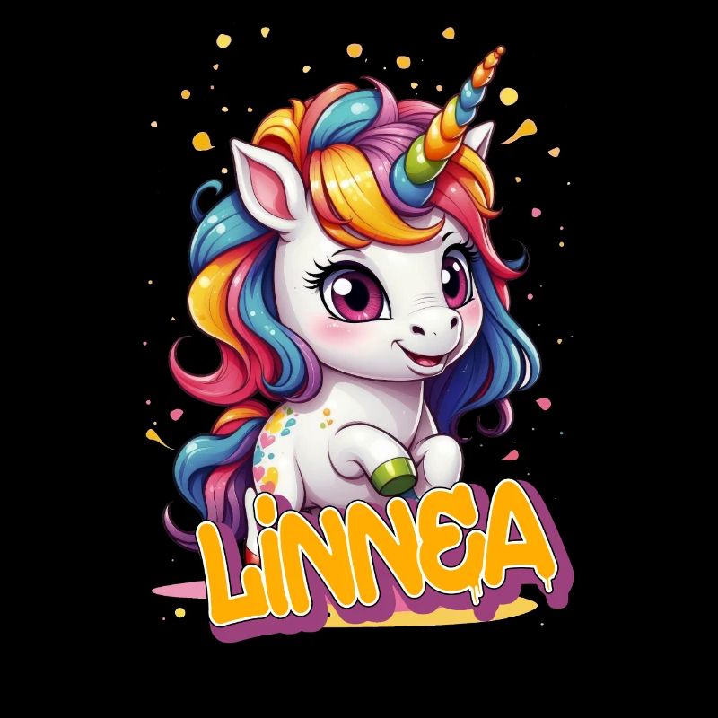 LINNEA - Schöner Mädchen Name mit süßem Einhorn