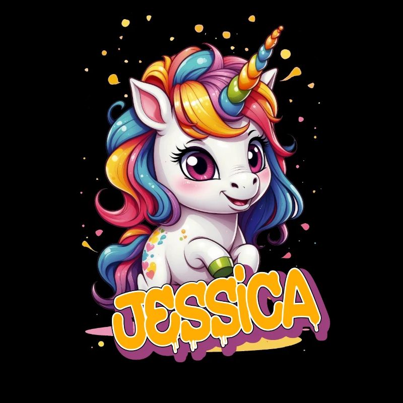 JESSICA - Schöner Mädchen Name mit süßem Einhorn