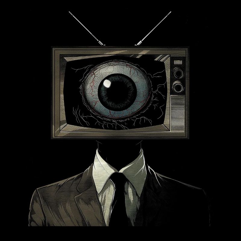 Weirdcore Ästhetik TV Mann Augapfel Grunge Strange