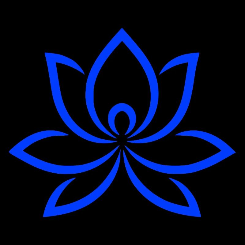 Éventail de Lotus Bleu à la Ligne Fleur Fleur Fine