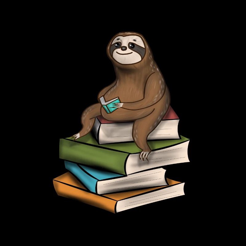 Sloth reading books librarian bookworm