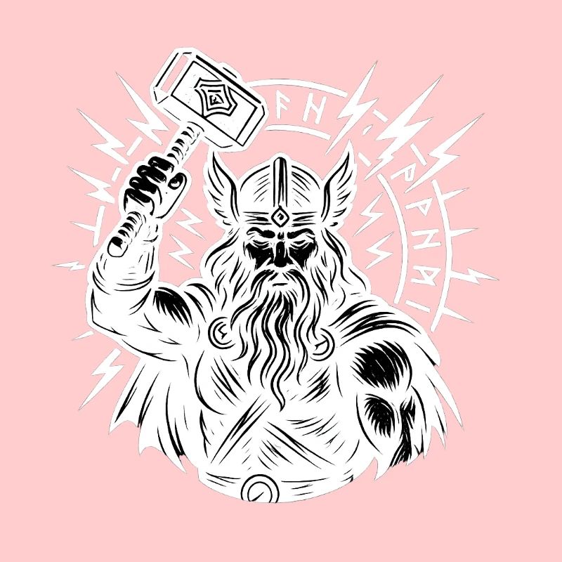 Odin mit Thorhammer Blitz Runenkreis Mjölnir